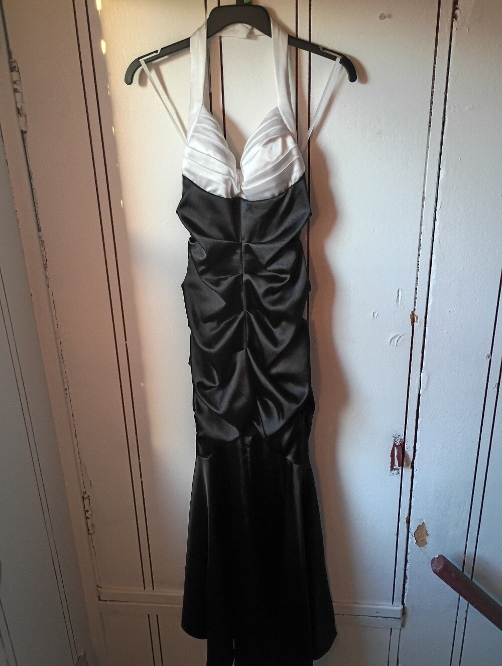 Blondie Nites Strapless Satin Dress in Black & White